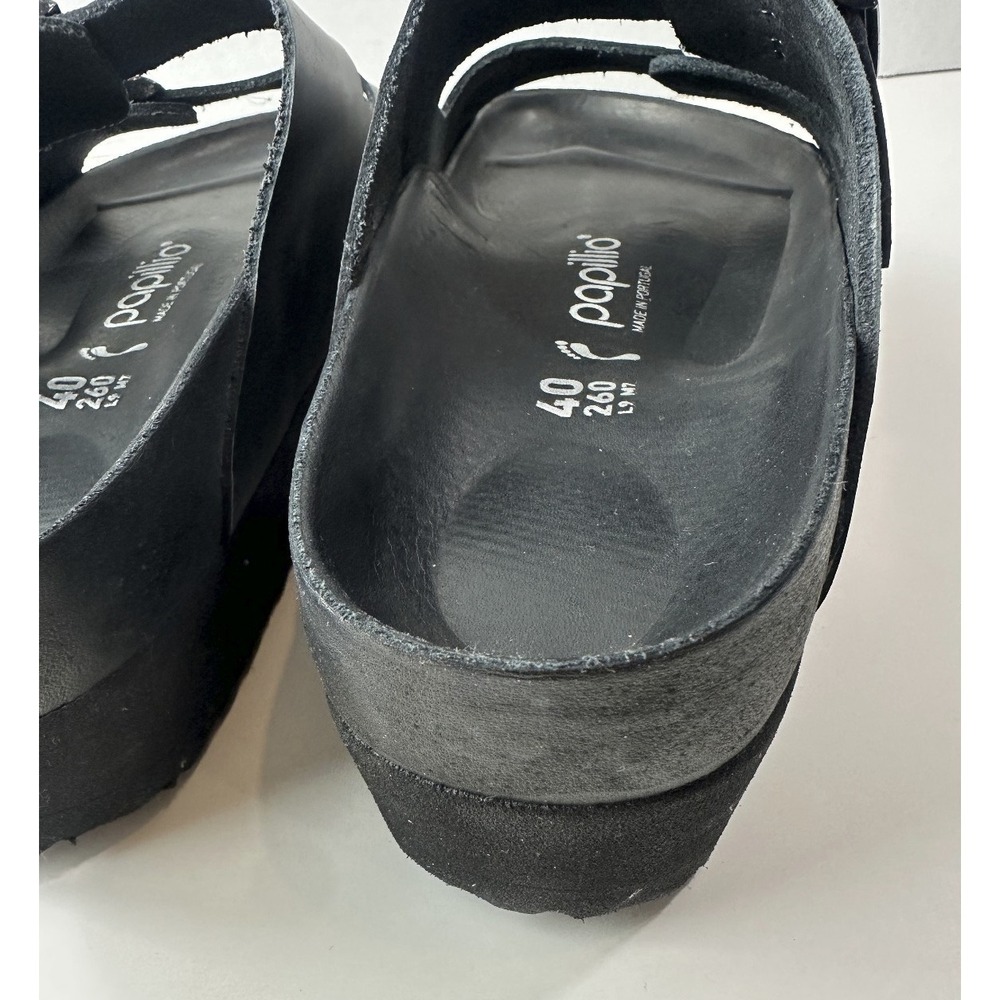 Birkenstock Papillio Arizona Flex Platform Sandals 2 Strap Buckle Black 40 L9 M7 - Picture 12 of 16